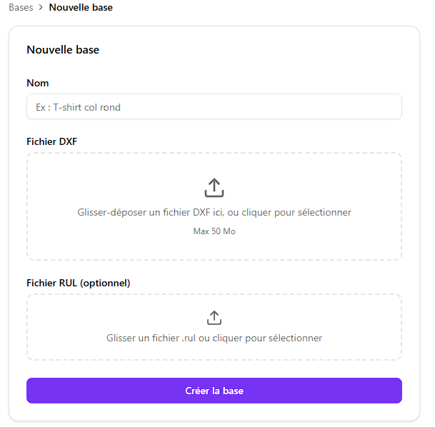 Formulaire nouvelle base